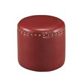 Kb KB 3217-R Faux Leather Round Ottoman - Red 3217-R